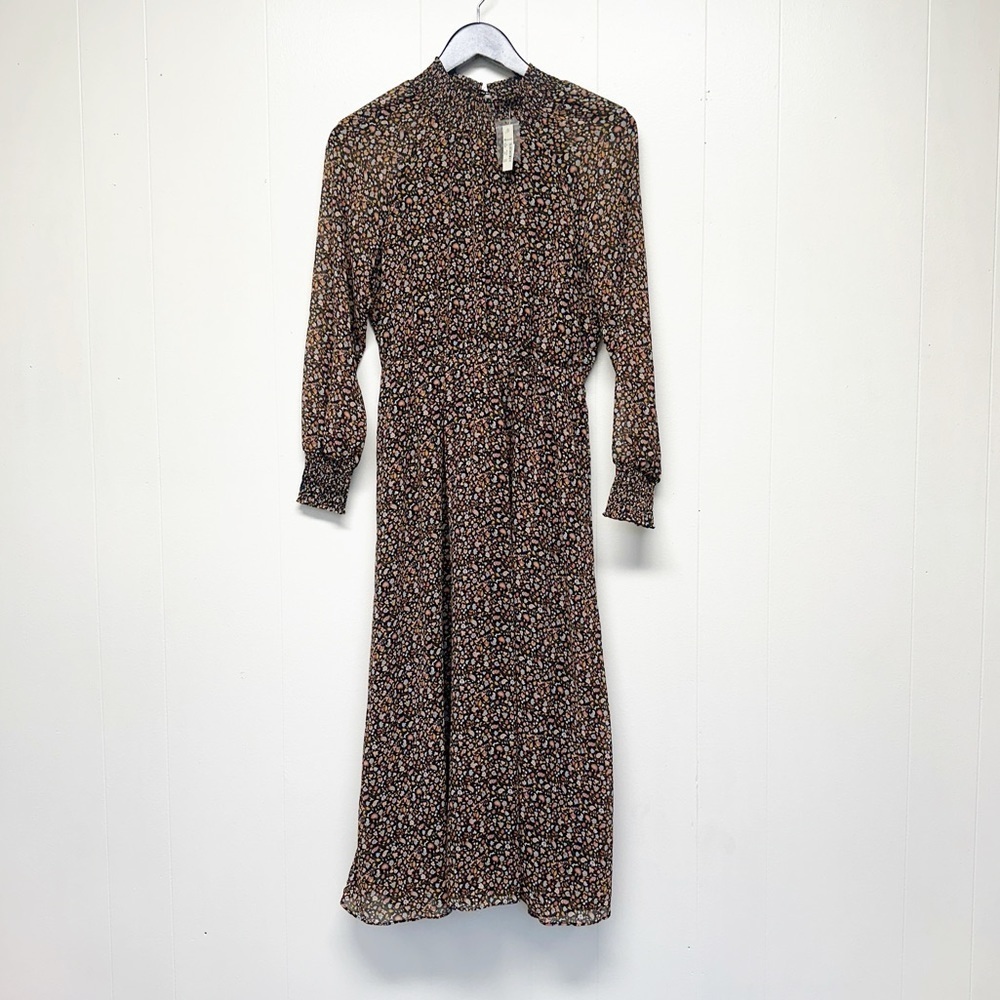 NWT MADEWELL Georgette Smocked Neck Folktale Paisley Dress XS